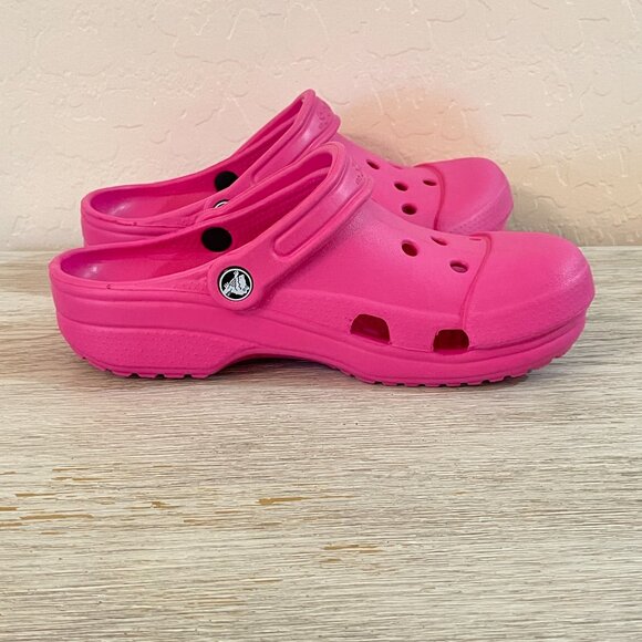 Women's Crocs Shoes Small 6 7 Bright Pink Mules - Picture 8 of 12